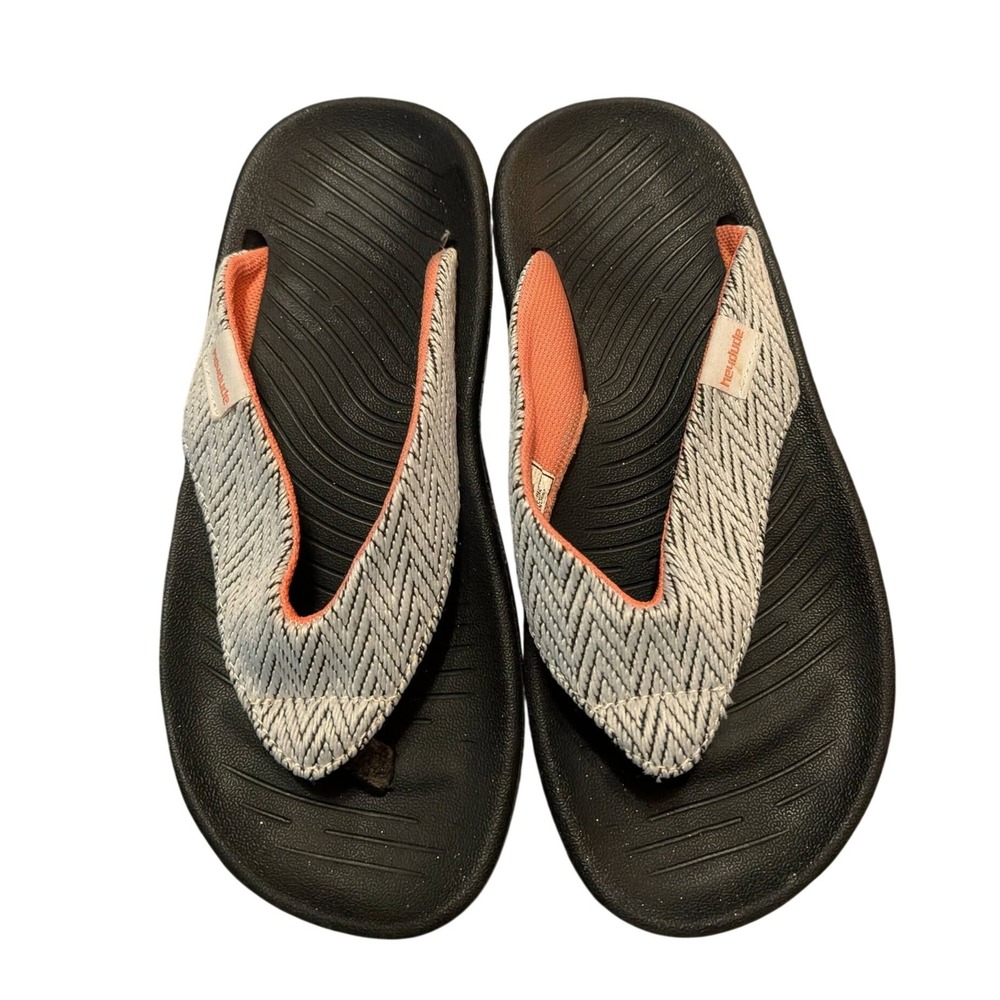Hey Dude Nancy Womens Flip Flops Grey Orange Chevron Woven‎ Thong Sandals Size 5